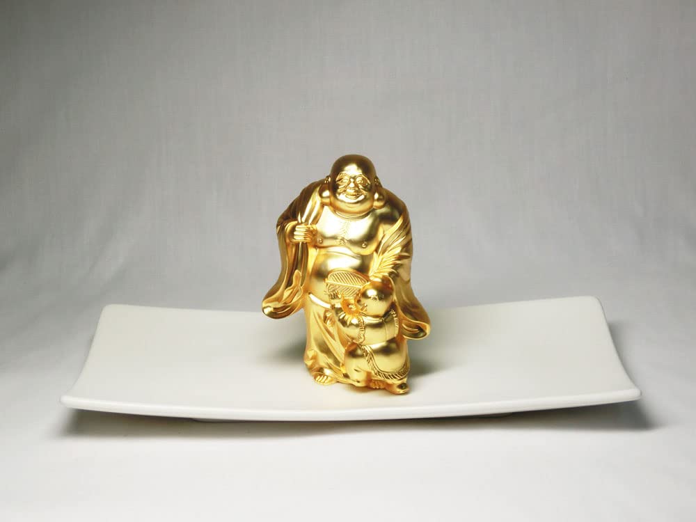 Amazon｜好運 金色 布袋像 (寿台座 ＆ 化粧箱 付) 24K 純金メッキ