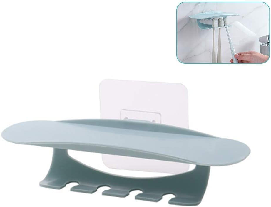 Flower Stand Wall Toothbrush Holder Suction CupToothbrush Holder Toothpaste Holder Rack Bath Accessories Compatible with Bathroom(Nordic Blue) Shelf Rack