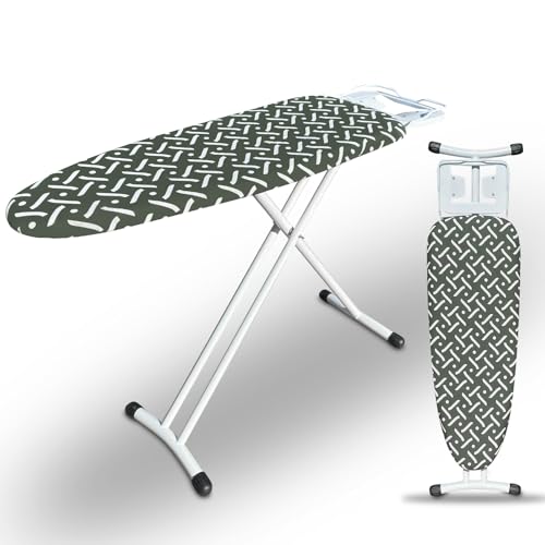Slieton Ironing Board Portable Iron Board with Iron Rest, Heat & Scorch Resistant Fabric, Height Adjustable, Steel Frame 36' L x 13' W (White Frame)