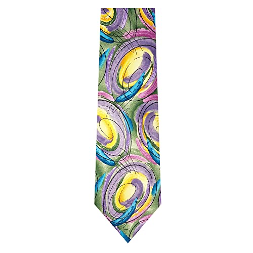 Jerry Garcia Men's Happy Easter Eggs Swirl Pastel Decorated Smile Artwork Lavender Green Regular Length Neck Tie, Blue Green Purple Gold, Regular - 58 Inch #TOP4