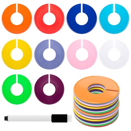 Sxutop 30 Pièces Séparateur Rond de Taille de Vêtements Séparateur de Penderie Diviseur de Cintres en Plastique avec Marqueur Séparateur de Cintres pour...