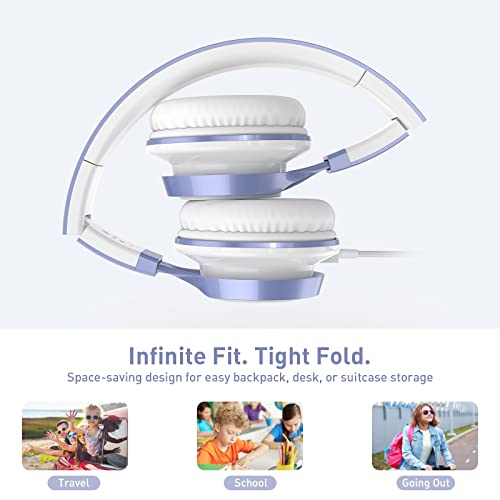 Image of AILIHEN Kids Headphones for School, 3.5mm Wired with Mic for Teens, Violet