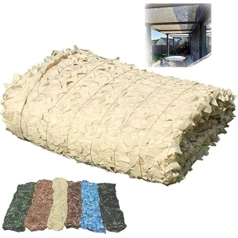 KoovDem Camo Netting,Camouflage Net Netting Beige Camo Net Army Military Camouflage Nets, Camo Mesh Netting Cover Mesh Sun Shade for Camping,Shooting,Hunting(5mX10m/(16.4x32.8ft)) Cover