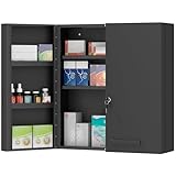 kleankin Armoire à pharmacie verrouillable avec 2 portes et 6...