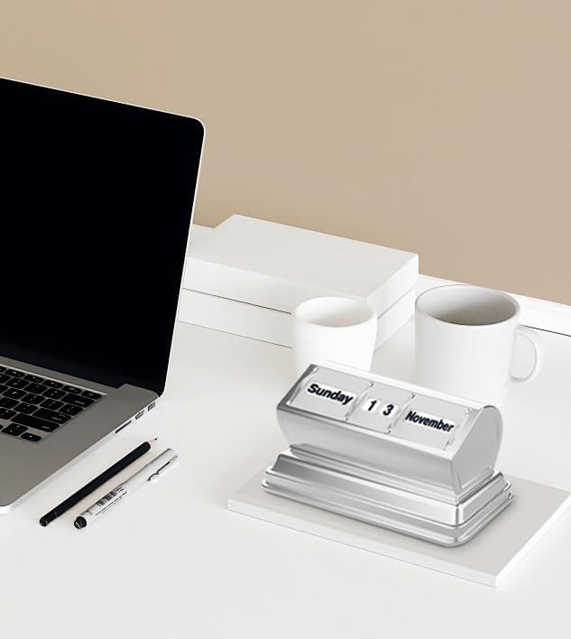 Miniatura 5 de Calendario perpetuo de escritorio de metal, calendario de escritorio de lujo de alta calidad, calendario perpetuo de escritorio diario, calendario