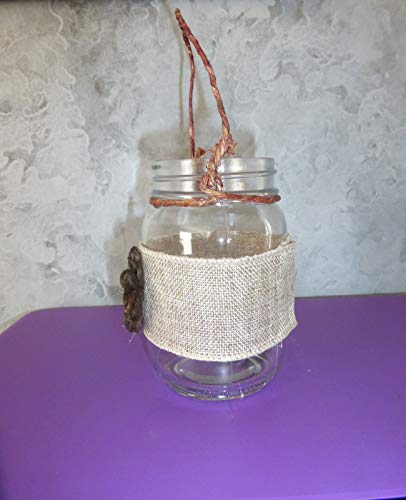Rustic Hanging Mason Jar Decor with Dried Brown Flower Arrangement - Image 4