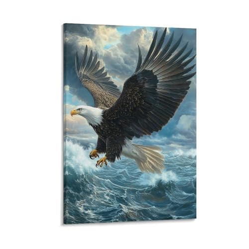 Aigle murale décoration peinture sur toile maison 50x75cm