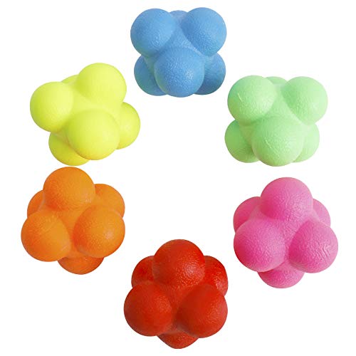 Yaegoo 6 Pcs Reaction Balls Rubber Reaction Bounce Balls For Hand-Eye Coordination, Agility & Speed Reflex Training #TOP7