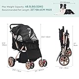 YITAHOME Hundebuggy Hundewagen klappbar für Hunde & Katzen, Haustierbuggy bis 22 kg mit umkehrbarem Griff, Netzfenstern, Getränkehalter, 360° drehbare EVA-Räder mit Bremsen (Schwarz)