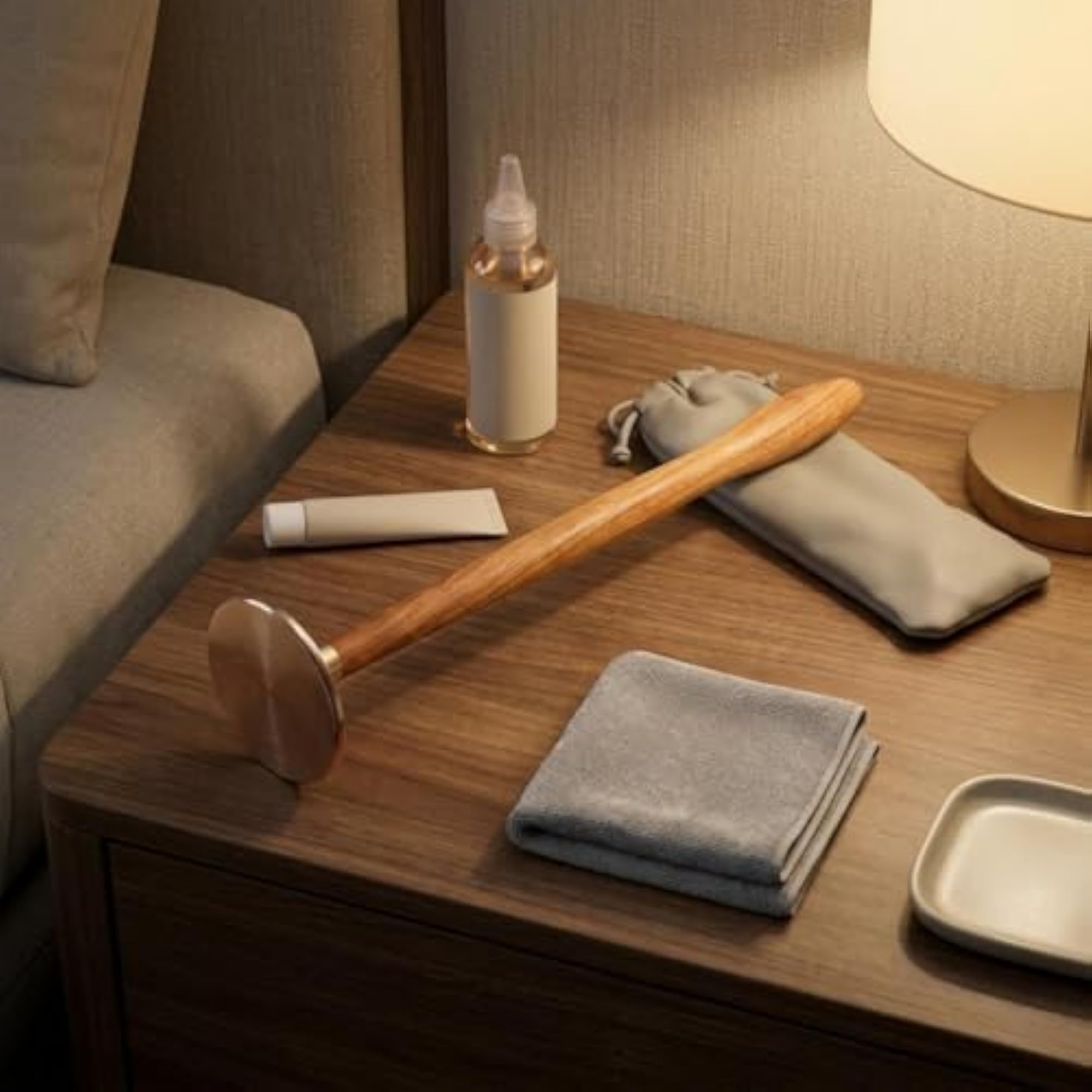Long-Handle Gua Sha Tool Flat Head Wood