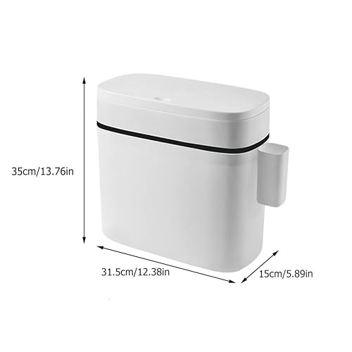 Miniatura 2 de LIFKOME Tapa de cubo de basura de capacidad de 14 litros, cesta de basura pequeña para baño, cocina, plástico blanco, impermeable, resistente, fácil