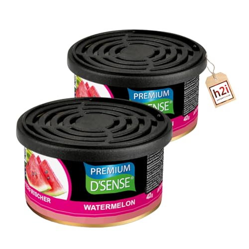 h2i Fragancia premium | sandía | 2 unidades | ambientador para coche y difusor de aroma para camping, oficina y hogar | 60 días de aroma fresco con regulación de cantidad | cabe en soporte para