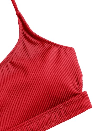 ZAFUL Women's Cutout Bikini Sets Scoop Neck Back Criss Cross Tie Ribbed High Cut Bikini Swimsuit Two Piece Bathing Suits4