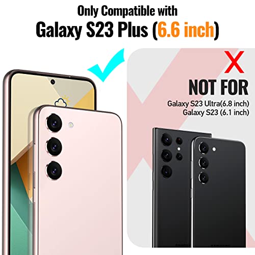 Oterkin for Samsung Galaxy S23 Plus Case Clear,[20X Anti-Yellowing] S23 Plus Case with [2Pcs Tempered Glass Screen Protectors][Built-in 4 Airbags][10FT Dropproof] Samsung Galaxy S23+ Case (Clear)