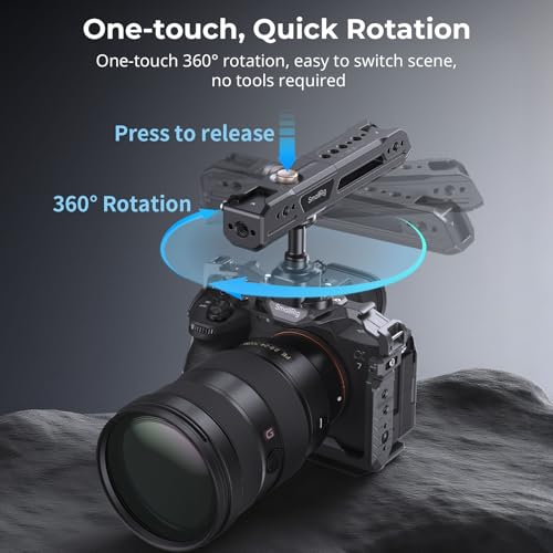 Image of SmallRig Rotating Top Handle with NATO Clamp, Lightweight NATO Top Handle for Camera Cage, Maximum Capacity 15KG, One-Key Rotation 360, with Cold Shoe Mount & 1 /4''-20 Threaded Holes - 4152