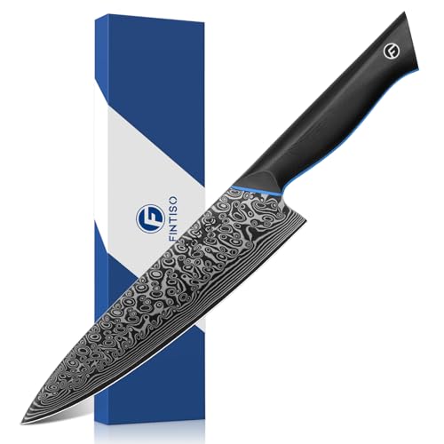 FINTISO Chef Knife 8 inch, 67-Layer Japanese Damascus Steel Kitchen Knife, Sharp Knife with G10 Handle, Professional Cooking Knives for Home and Kitchen