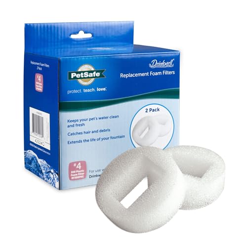 Petsafe Drinkwell 360 Plastic Pet Fountain Replacement Foam Filters, Pack of 2, Filter for Dog and Cat Water Fountains