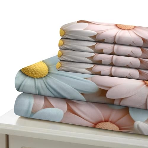 Housse de couette 200x200cm microfibre super douce parure daisy - 6