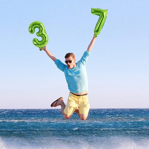 Image of TONIFUL 16 Inch 10 Pcs Light Green 0-9 Birthday Number Balloons