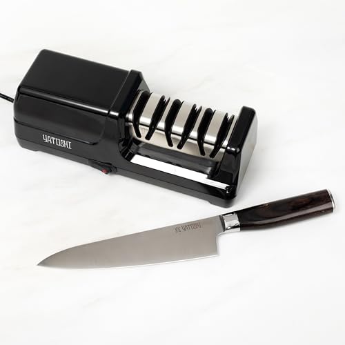 Yatoshi Electric Sharpener with Diamond Abrasives and Precision Angle Guides, 15-Degree Straight-Edge and Serrated Knives, 3 Stage - Image 3