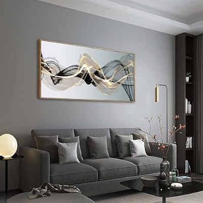 Abstract Wall Art for Living Room Black and Gold Bedroom Wall Decor Above Bed Modern Large Size Wooden Framed Artwork for Home Walls Abstract Pictures for Kitchen Bedroom Home Office 24x48inch
