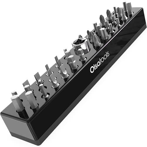 Olsa Tools Magnetic Bit Holder and Drill Bit Organizer - Professional Quality Impact Bit Holder for Your Specialty, Drill or Tamper Bits (Black) - Part: 1334