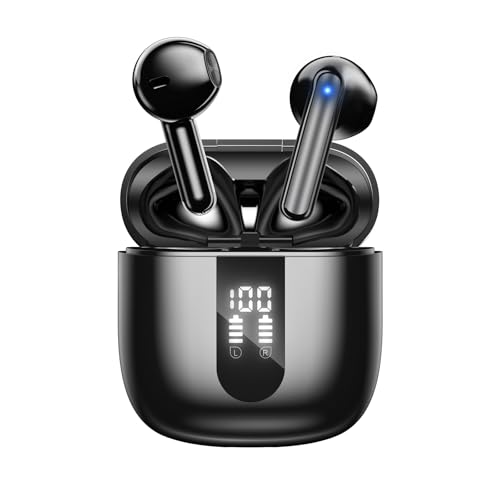 JBES Ecouteurs Bluetooth sans Fil, Écouteurs sans Fil Bluetooth 5.4, 6 Micro ENC Anti Bruit, Basses Puissantes, 60H de Lecture, étanchéité IP5, Oreillette pour iphone Android (Noir Profond)