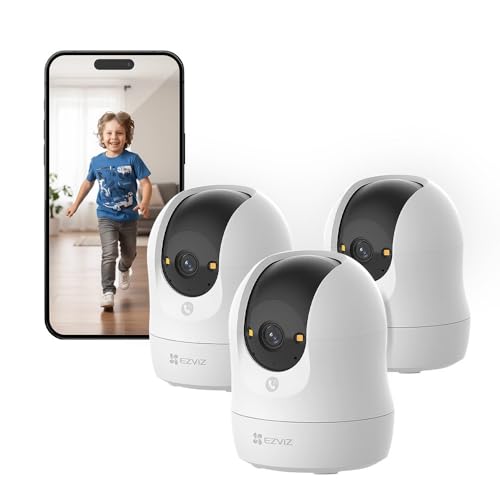 Kit 3 Câmeras WiFi Interna C6N G1 3K 5MP 360° com IA, Detecção Humana, Auto Tracking, Visão Noturna Colorida WDR, Áudio Bidirecional, App + 3x Cartões MicroSD 64GB