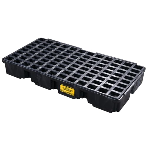 Eagle 2 Drum Spill Containment Pallet, Forklift Pockets, Made in USA, Black
