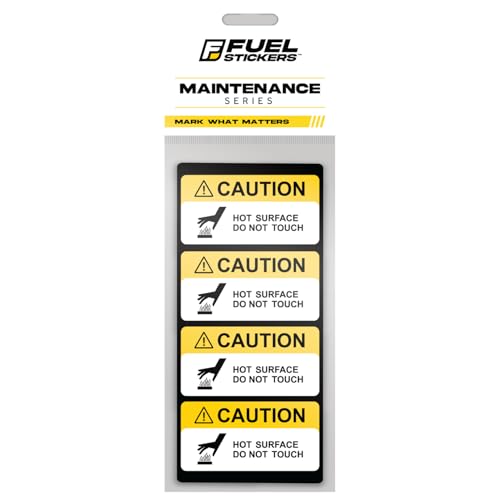 Caution - Hot Surface Stickers (Small) | Heavy-Duty Signs for Machinery & Equipment | Weatherproof, Ultra Durable Safety Labels – USA Made (2x1 Inch), 4-Pack