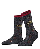Burlington Damen Socken Merry X-Mas, weich atmungsaktiv, 1 Paar, Blau (Dark Navy 6370), 36-41