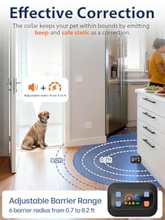 MIMOFPET Wireless Pet Barrier - Outdoor Indoor Barrier Waterproof with Adjustable Range up to 16.4 ft,Adjustable Safe Static Intensity, Rechargeable Color Display Electric Barrier System for Dogs