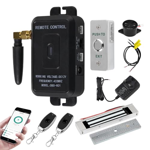 ReaIOKbii Tuya Complete Access Control System Kit, 433MHz Remote Controller Door Opener, 180kg Magnetic Lock, 30m Remote Transmitters