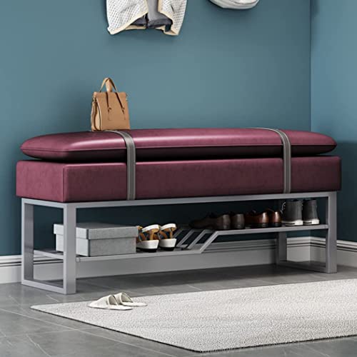Étagère à chaussures décorative pour chambre et entrée avec banc rembourré en métal
