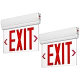 LEONLITE Red Emergency Exit Sign, UL 924, LED Edge Lit Exit Sign, Hardwired Exit Lights with Battery Backup, Double Sided, Rotating Acrylic Clear Panel, Top/Side/Wall Mount, AC 120/277V, Pack of 2