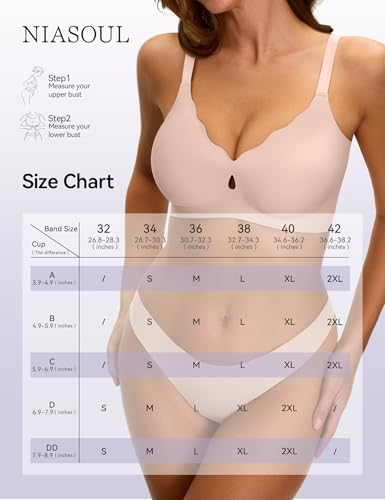 NIASOUL Wireless Bras for Women, No Underwire Seamless Push Up T-Shirt Bra - image 7