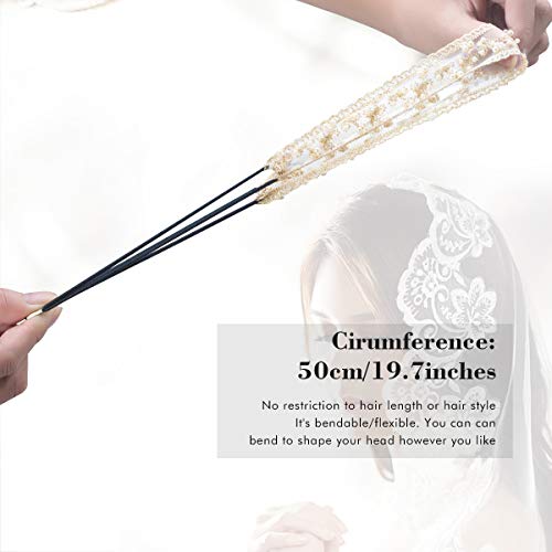 Beespring Elastic Ribbon Classic Headbands, Elegent Luxury Handmade Crystal Rhinestone Jewelry Beads Bridal Wedding Evening Pageants Proms Birthday Gift Headband Satin Ribbon Hiarband Headwrap Hair (Black) #TOP3