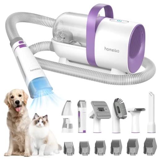Homeika Dog Grooming Kit, 1.5L Dog Hair Vacuum Suction 99% Pet Hair, 8 Pet Grooming Tools, Storage Bag, 6 Nozzles, Quiet Pet Vacuum Groomer with Nail Grinder, Paw Trimmer, Brush for Shedding Dogs Cats