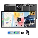 11.5' Extra Large Wireless Apple CarPlay Screen for Car, 4K Portable Car Play Screen & Android Auto HD Touch Screen, Dash Cam Front and Rear, App Control, Mirror Link, Voice Control, GPS, Bluetooth