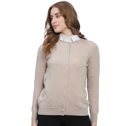 Image of Monte Carlo Women Regular Fit Full Sleeve Solid Round Neck Winter Cardigan (Pack of 1)