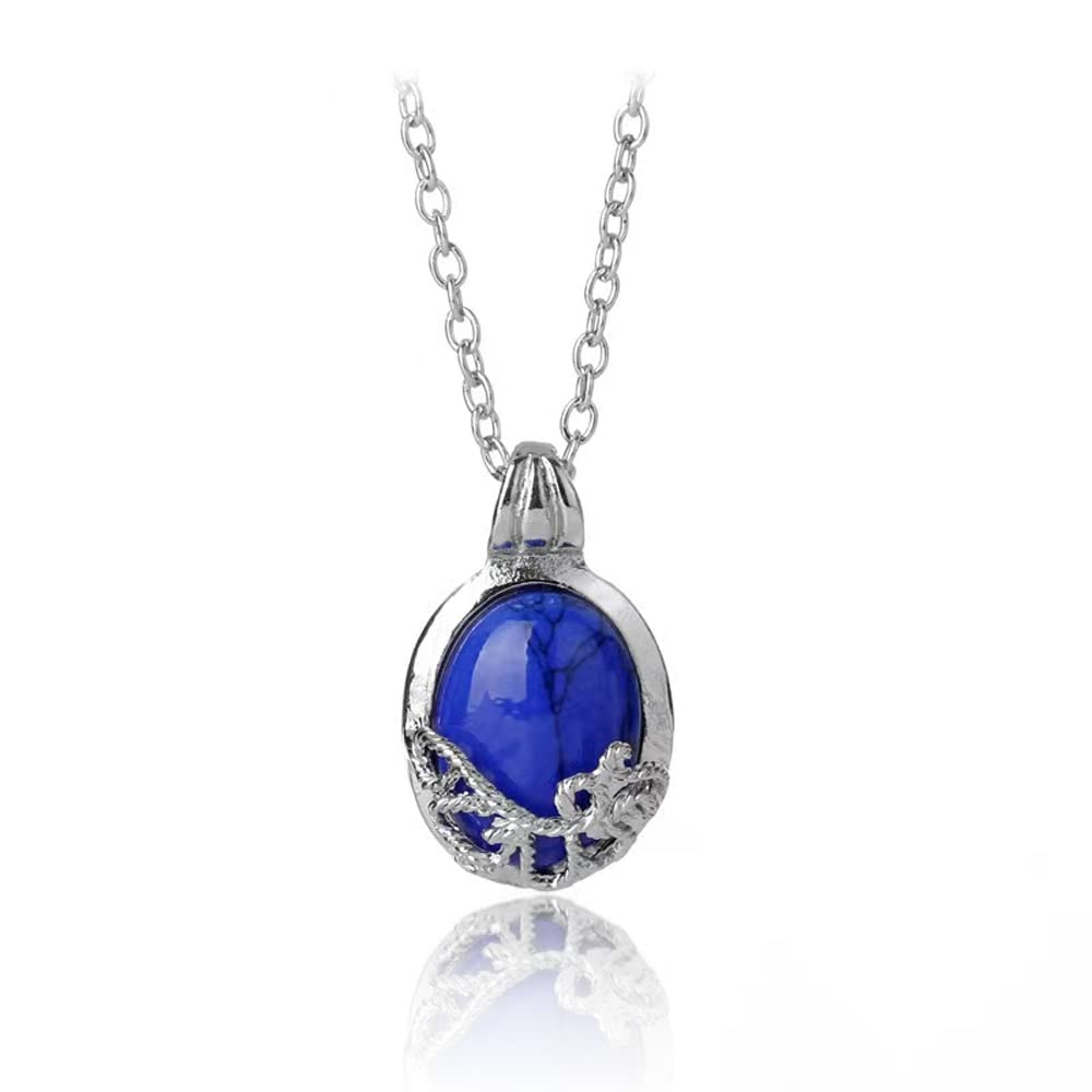PITON Female Necklace European and American Vampire Diaries film and television jewelry Catherine luminous natural stone necklace Blue