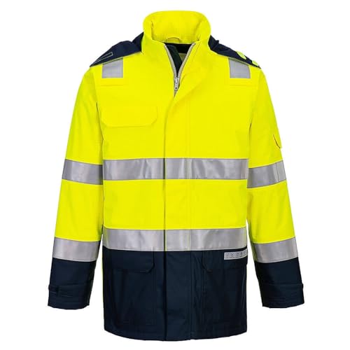 Parka Bizflame Rain PORTWEST Jaune/Marine XL pour la haute visibilité