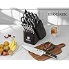 BRODARK Knife Set 15 PCS, Chef Knife Set with Block and Sharpener, High Carbon Stainless Steel Knife Block Set, Ergonomic Pakkawood Handle for Kitchen Cooking