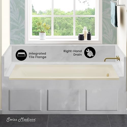 Image of Swiss Madison Voltaire 60 inch x 30 inch Right-Hand Drain Alcove Bathtub in Bisque