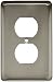 Brainerd 64115 Stamped Steel Round Single Duplex Outlet Wall Plate / Switch Plate / Cover, Satin Nickel