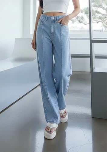 Image of KOTTY Women's High Waist Straight Fit Denim Jeans | Stretchable| Wide Leg & Regular Fit Stylish Wear