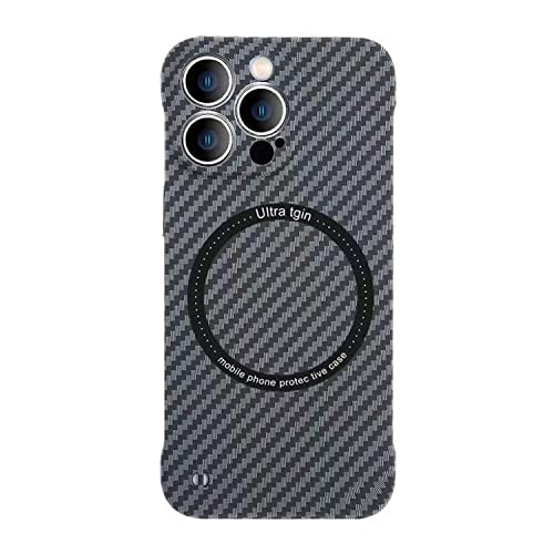 Cwfa Duke New 2022 Wireless Charging Slim Hard Case Shockproof Magnetic Carbon Fiber For Iphone 13 Promax (Blue) #TOP1