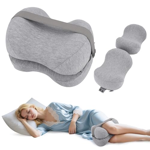 Strixorn Almohada para rodillas para dormir de lado, almohada ortopédica para piernas, cojín ergonómico para elevar las piernas, altura ajustable, cojín de apoyo para piernas de ciática, espalda y