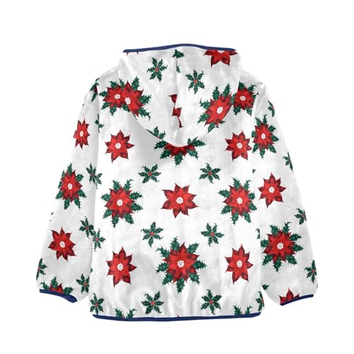 CaTaKu Boys Fleece Jacket Zip Up Hoodie Buffalo Poinsettia Christmas Toddler Kids Fall Winter Jacket for Boys 3-10Y2