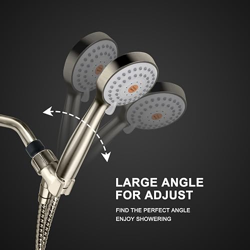 YOO.MEE High Pressure Handheld Shower Head with Powerful Shower Spray against Low Pressure Water Supply Pipeline, Multi-functions, w/ 79'' Hose, Bracket, Brushed Nickel Finish by YOO.MEE - Image 5